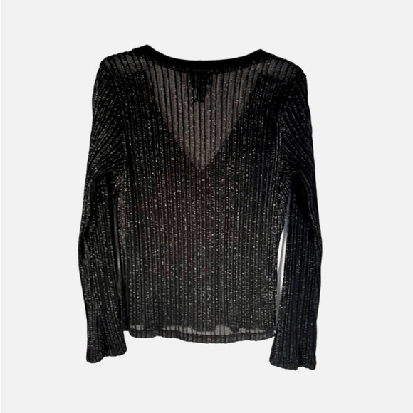 Baranda Black and Silver Faux Wrap Dress Shirt. Long Sleeve Stretchy. Size XL - Picture 4 of 12